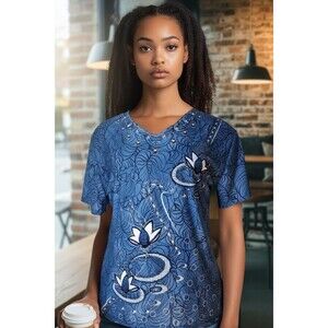 Vintage Whimsygoth  T C Fashion Shirt, Size Large, Floral Design W/Bling, Fairy